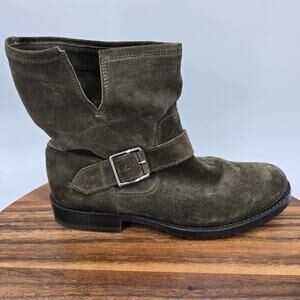 Frye Boots Womens 8 B Olive Green Suede Leather Buckle Strap Slouch Pull On
